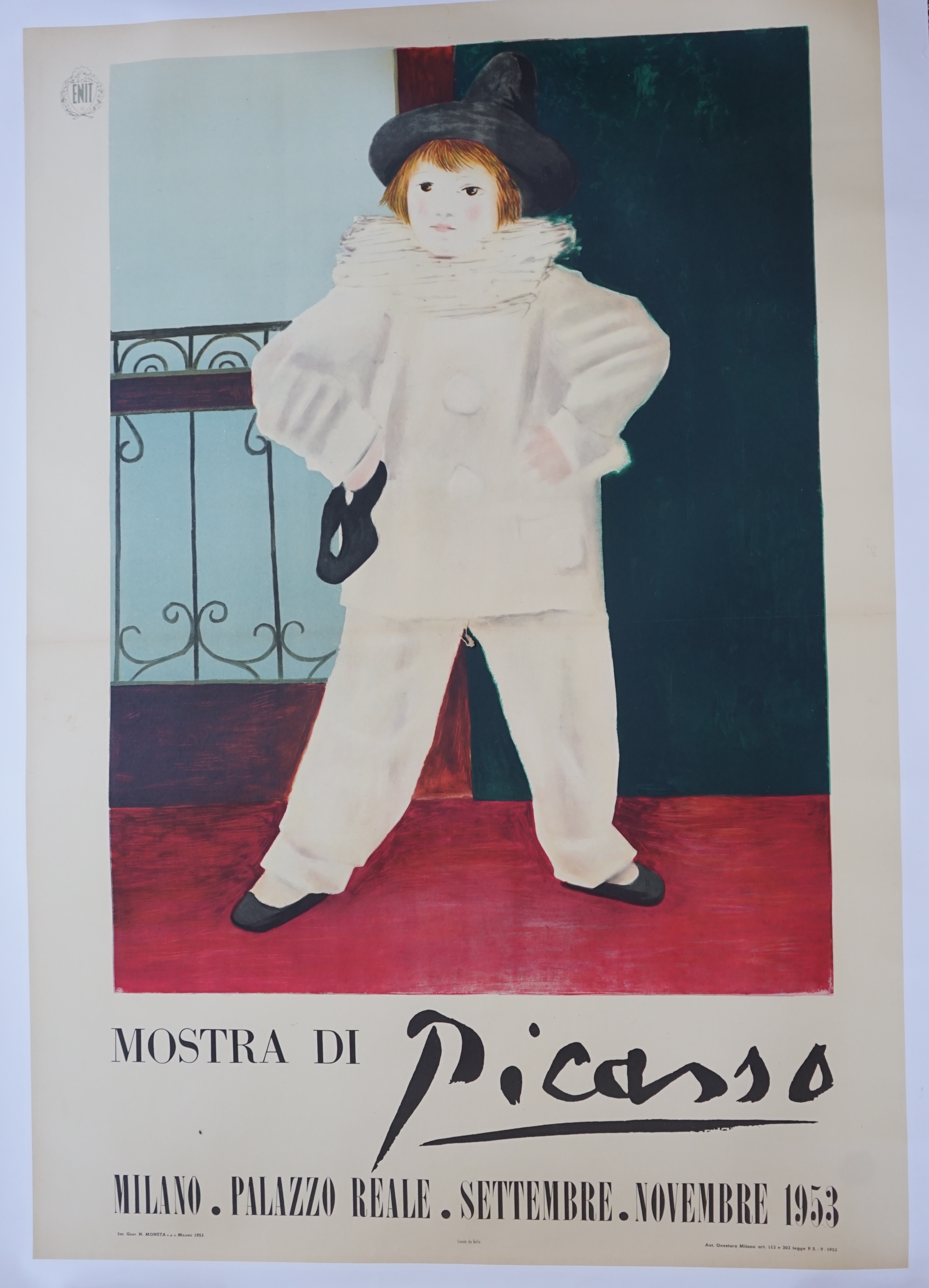 Pablo Picasso (Spanish, 1881-1973), 'Mostra di Picasso, Milano, Palazzo Reale, Settembre Novembre 1953', lithographic poster, 138 x 95cm